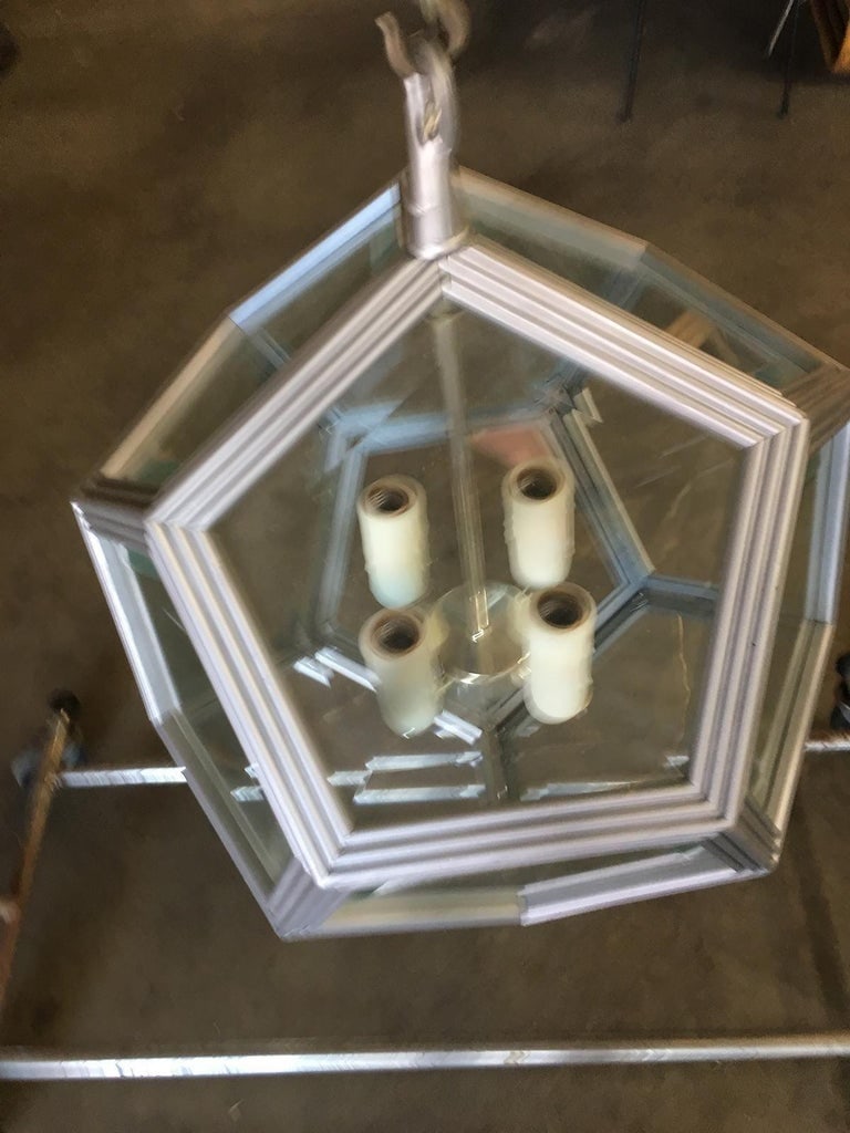 Art Deco Inspired 4-Light Custom Made Pentagon Window Chandelier - 4