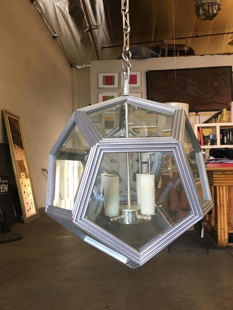 Art Deco Inspired 4-Light Custom Made Pentagon Window Chandelier - 5
