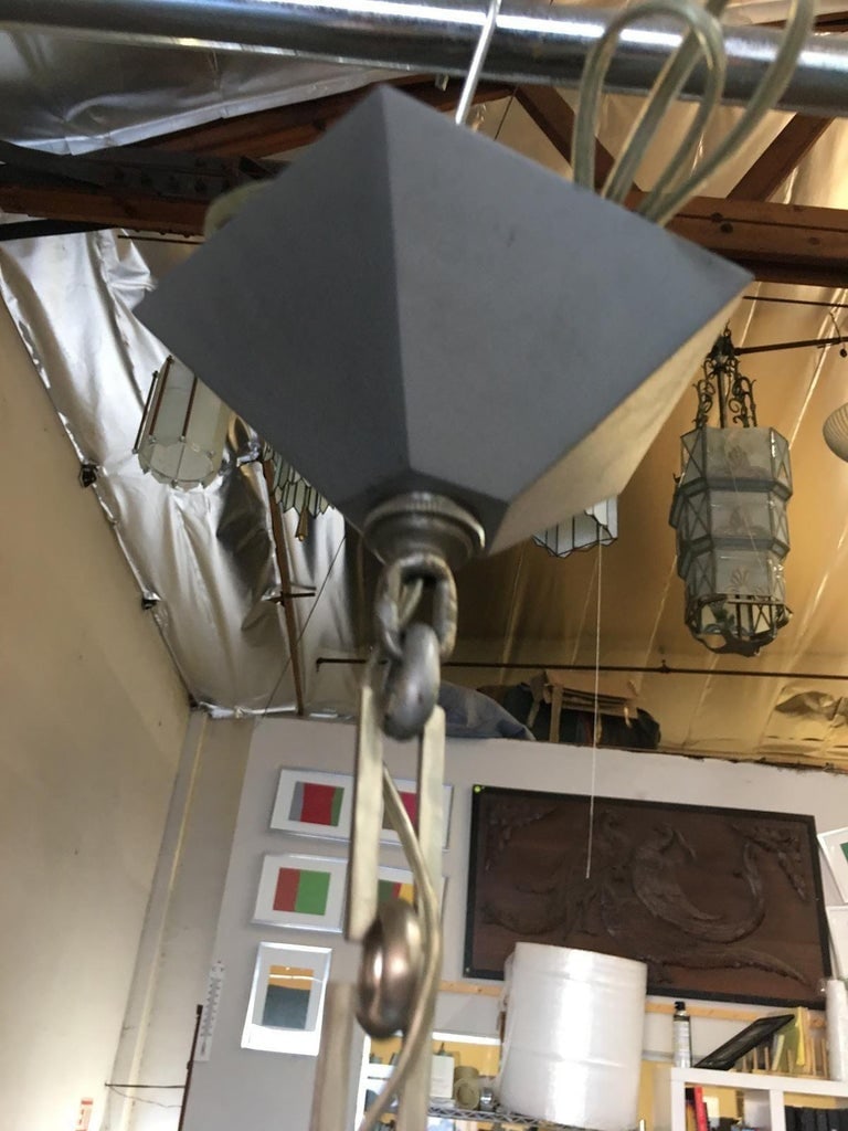 Art Deco Inspired 4-Light Custom Made Pentagon Window Chandelier - 8
