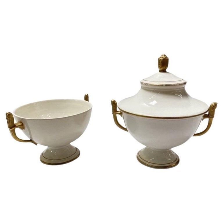1910's Italian Ivory and Gold Sugar Holders/ Bowls with Lid (1 of 9)