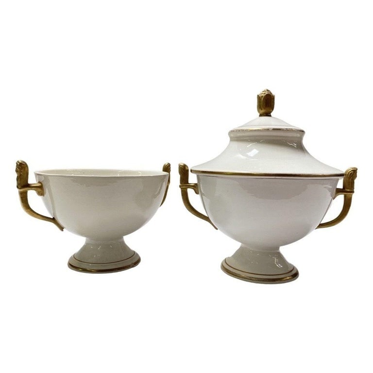 1910's Italian Ivory and Gold Sugar Holders/ Bowls with Lid - 3