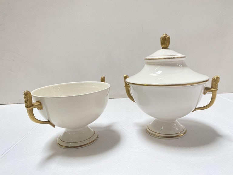 1910's Italian Ivory and Gold Sugar Holders/ Bowls with Lid - 4