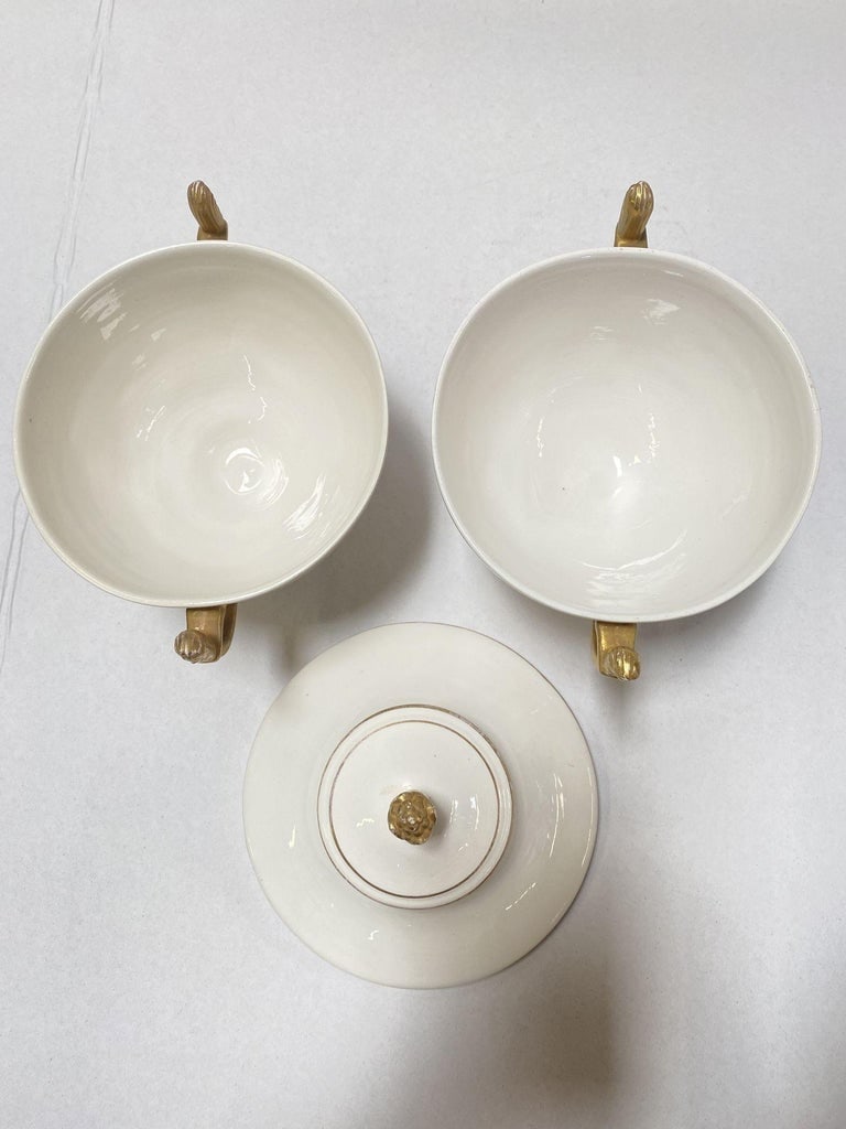 1910's Italian Ivory and Gold Sugar Holders/ Bowls with Lid - 5