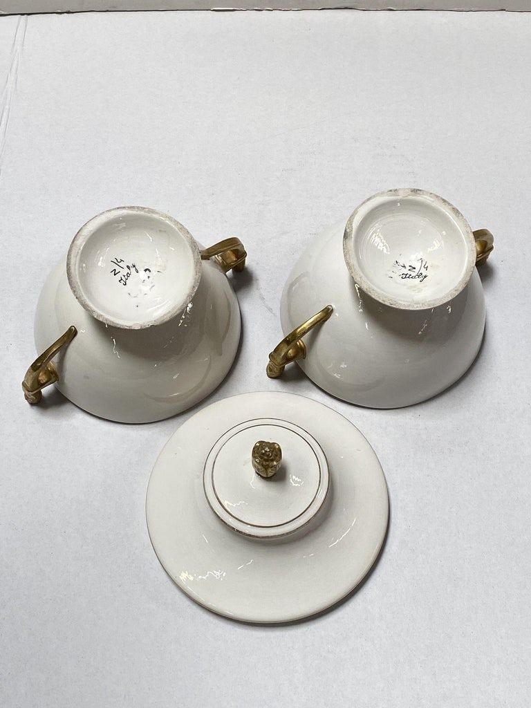 1910's Italian Ivory and Gold Sugar Holders/ Bowls with Lid - 7