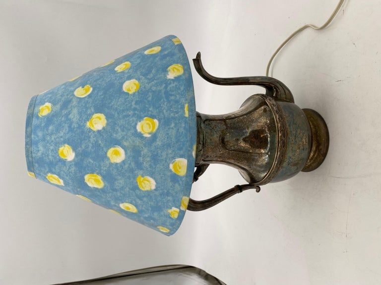 Antique Art & Crafts Silver-Plated Vintage Teapot Lamp - 10