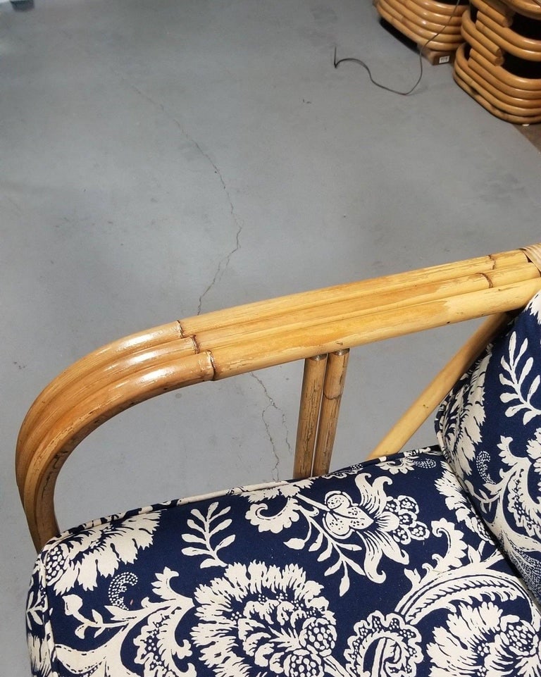 Restored Arch Arm Rattan Loung Chair & Sofa Living Room Set w/ Ottoman - 11