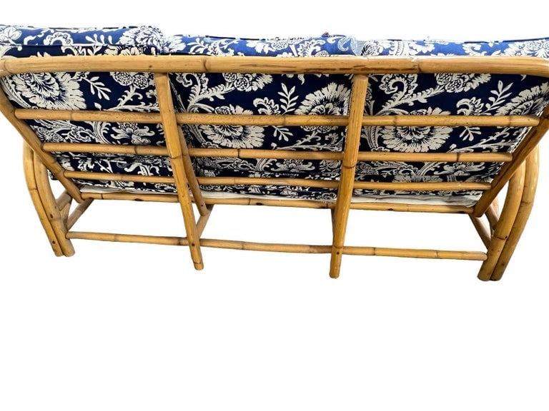 Restored Arch Arm Rattan Loung Chair & Sofa Living Room Set w/ Ottoman - 7