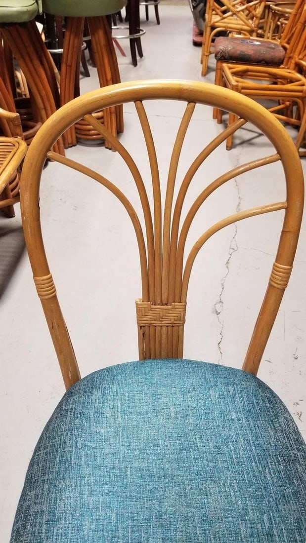 Restored Rattan Fan Back Dining Chairs, Pair - 3