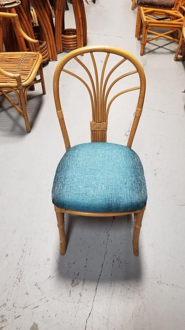 Restored Rattan Fan Back Dining Chairs, Pair - 4
