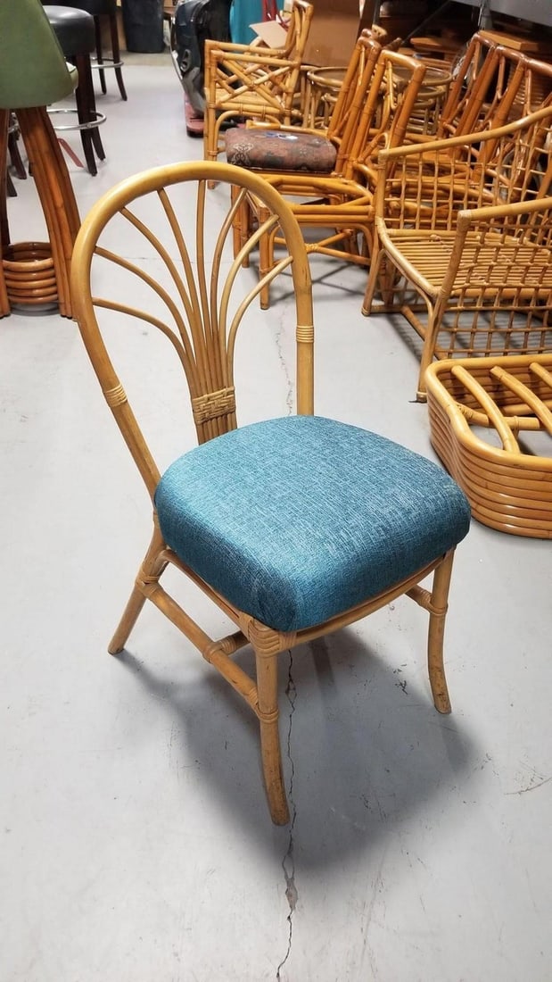 Restored Rattan Fan Back Dining Chairs, Pair - 5