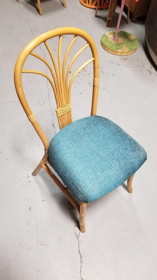 Restored Rattan Fan Back Dining Chairs, Pair - 6