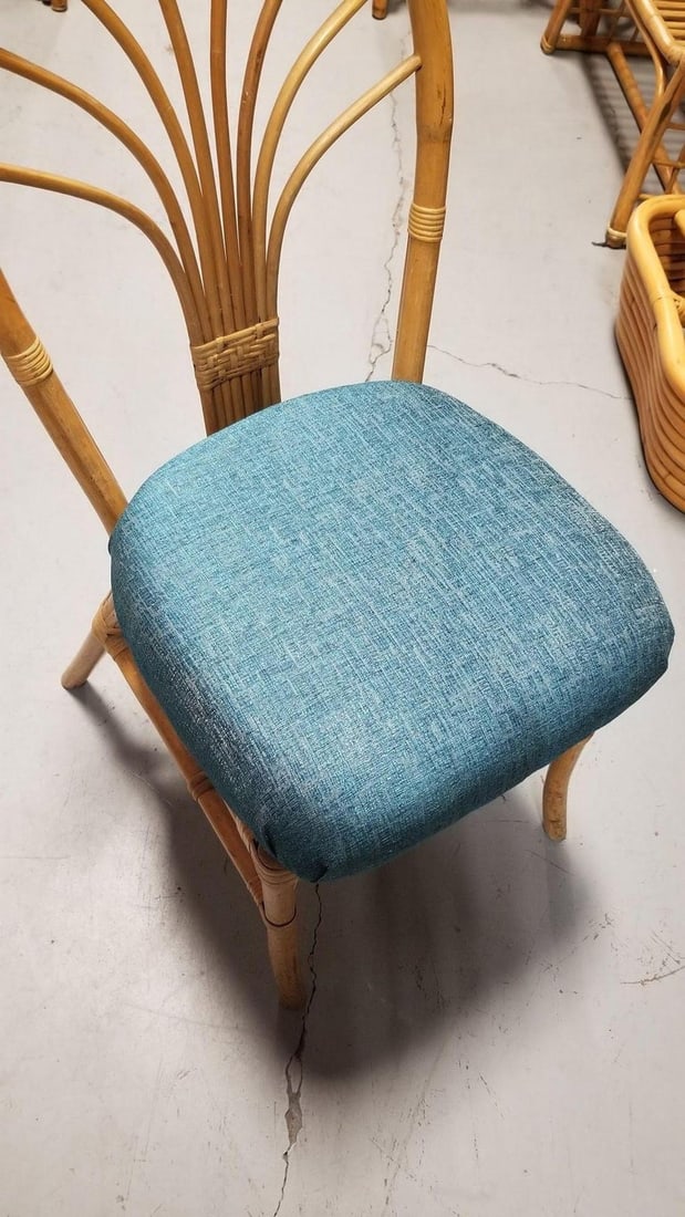 Restored Rattan Fan Back Dining Chairs, Pair - 7