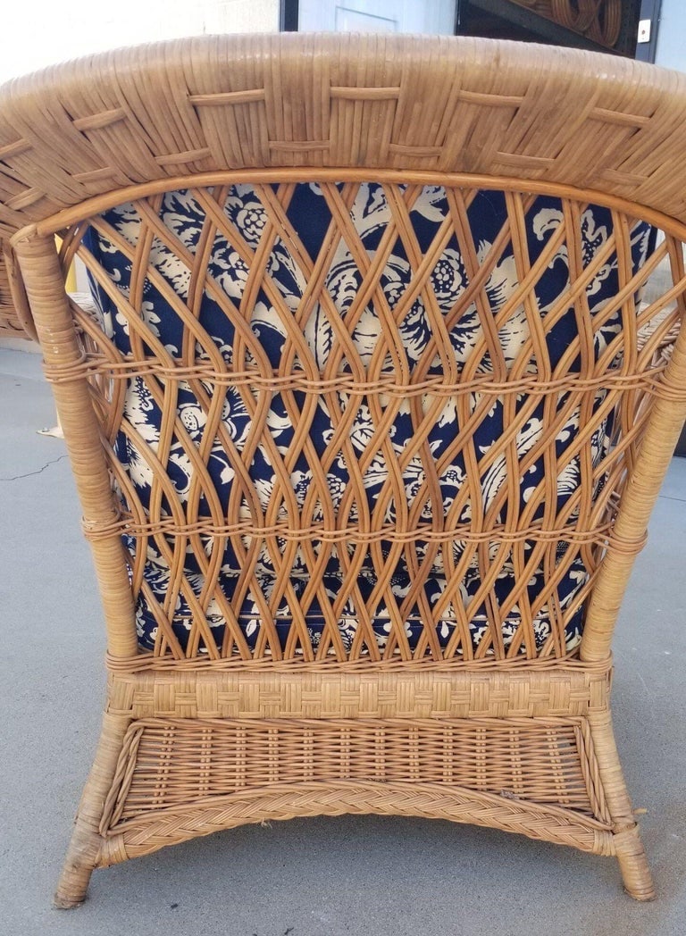 Restored Mid-century Rattan and Wicker Cobra Back Lounge Chair - 3