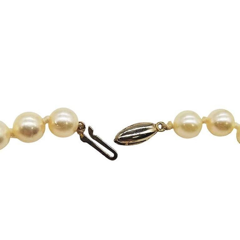 Mid-century South Sea Roud Pearl Choker Necklace on Silk Cord w/ Silver Clasp - 7