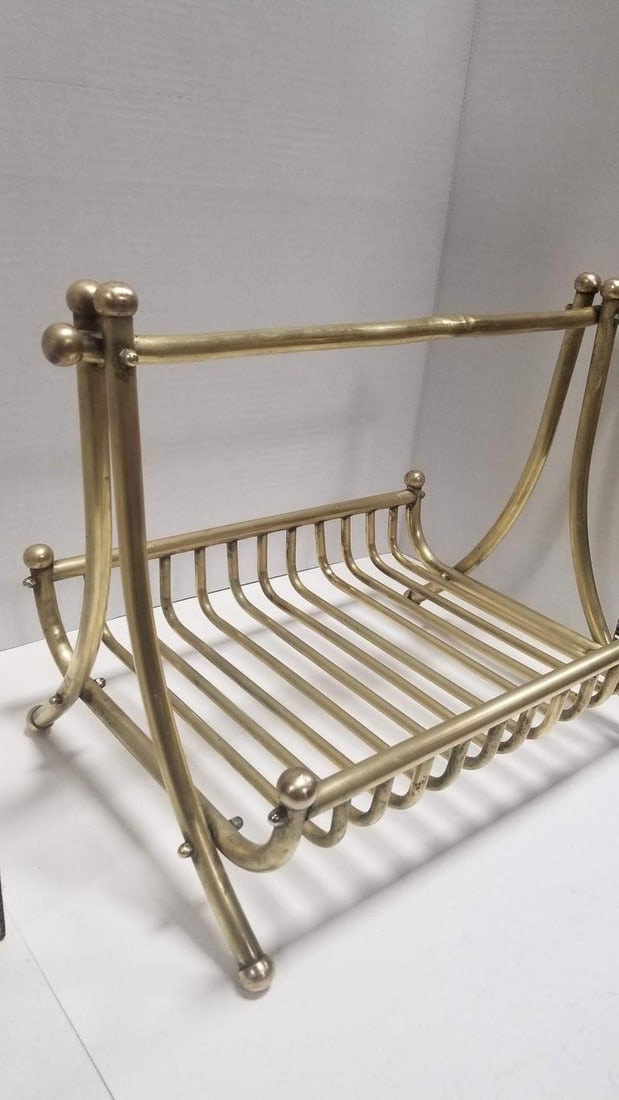 Turn of the Century Brass Newspaper Rack 1910s - 4