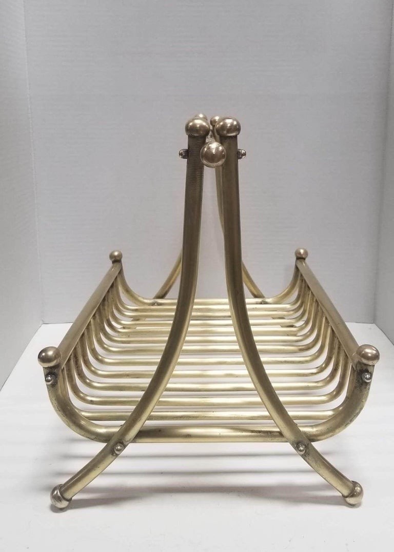 Turn of the Century Brass Newspaper Rack 1910s - 6