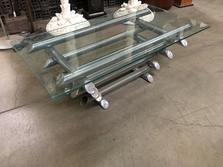 Willy Rizzo Style Modern Chrome Tubular Stacked Cocktail Table, France - 3
