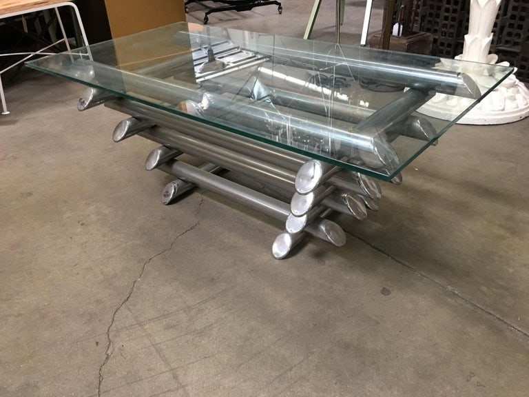 Willy Rizzo Style Modern Chrome Tubular Stacked Cocktail Table, France - 4