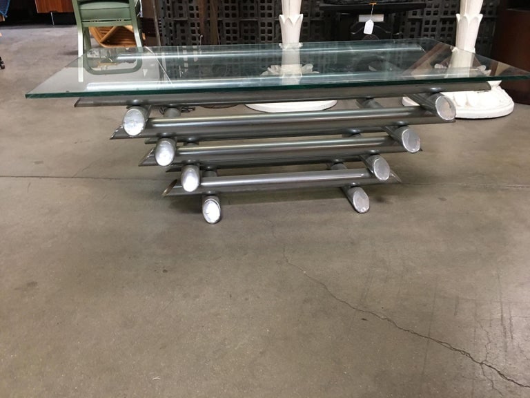 Willy Rizzo Style Modern Chrome Tubular Stacked Cocktail Table, France - 5