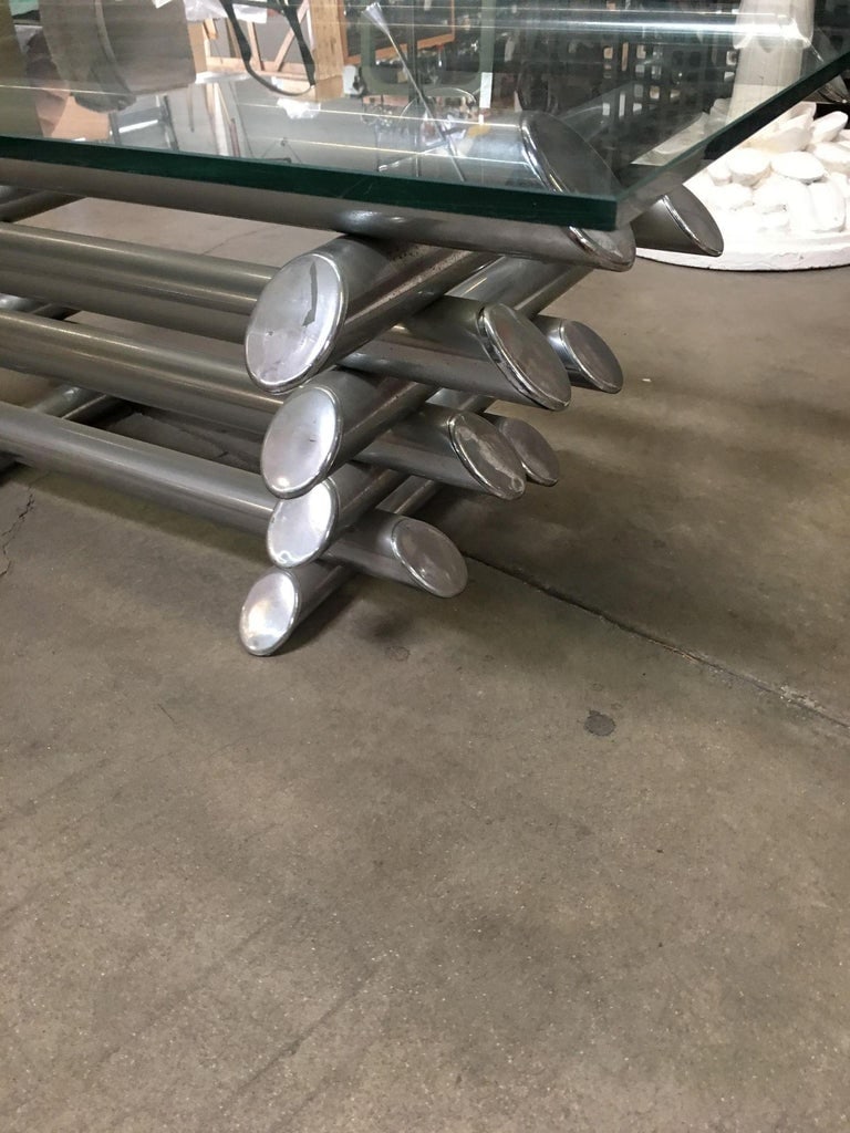 Willy Rizzo Style Modern Chrome Tubular Stacked Cocktail Table, France - 7