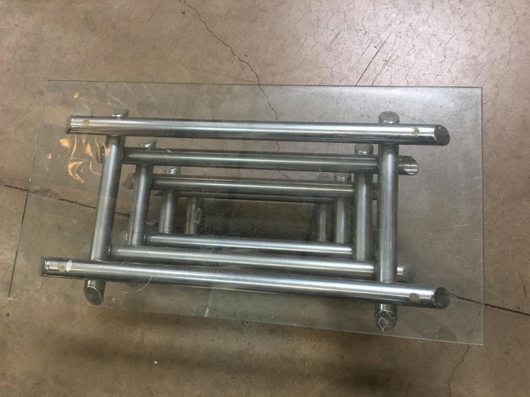 Willy Rizzo Style Modern Chrome Tubular Stacked Cocktail Table, France - 8