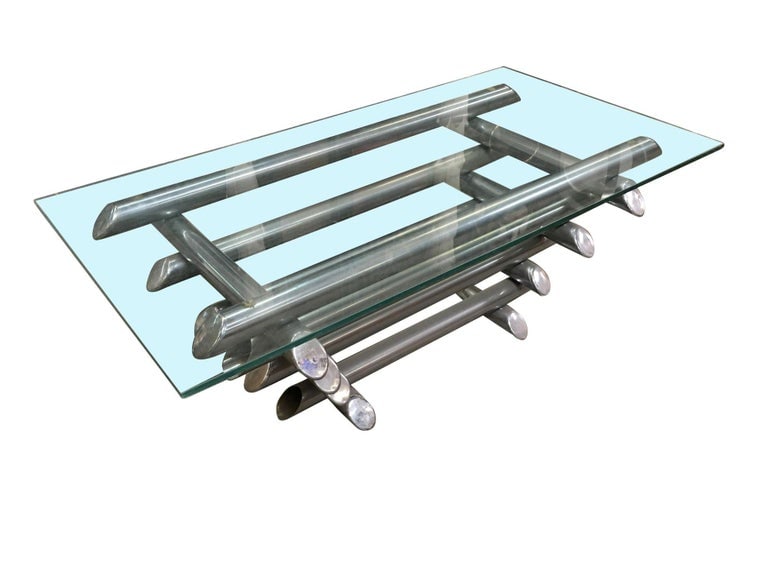 Willy Rizzo Style Modern Chrome Tubular Stacked Cocktail Table, France - 9