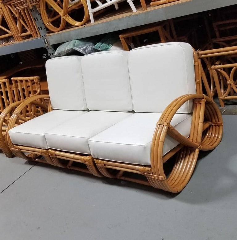 Restored Mid-Century Frankl Style Rattan Three-Strand Full Pretzel Livingroom Se - 10