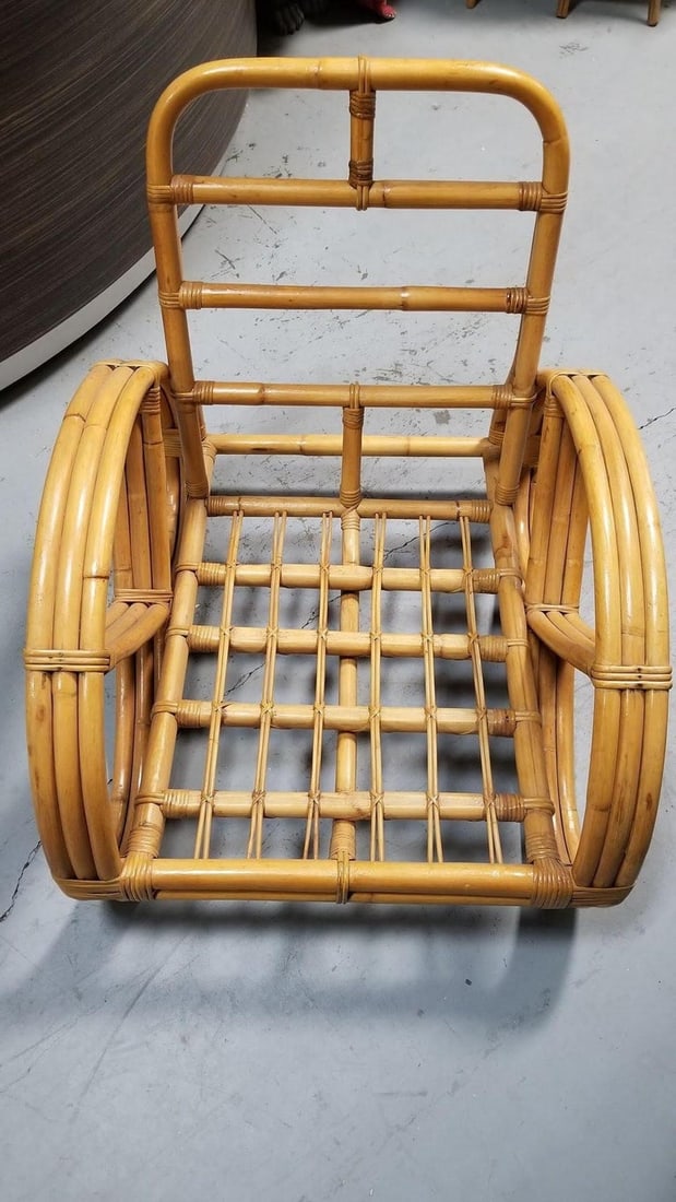 Restored Mid-Century Frankl Style Rattan Three-Strand Full Pretzel Livingroom Se - 14
