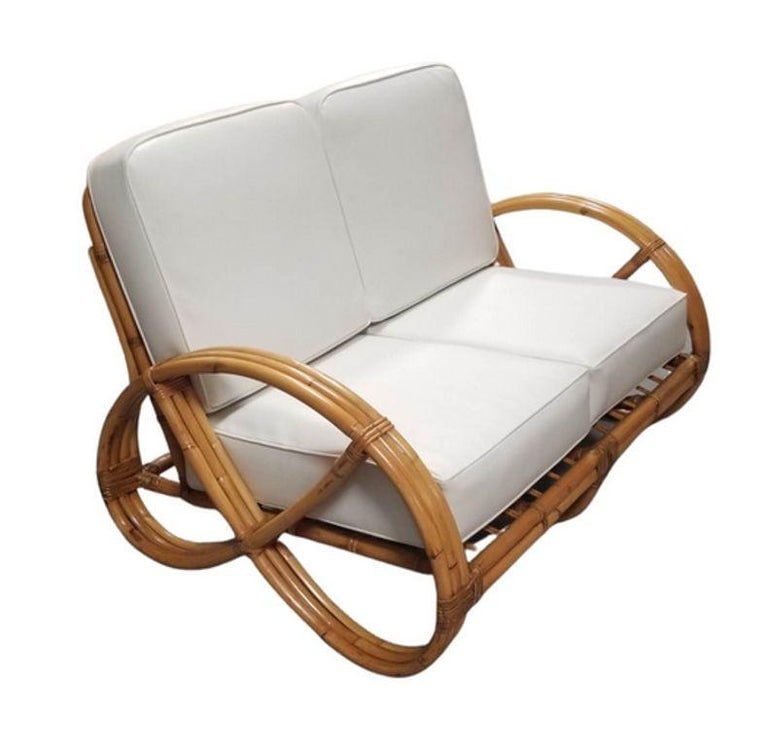Restored Mid-Century Frankl Style Rattan Three-Strand Full Pretzel Livingroom Se - 4
