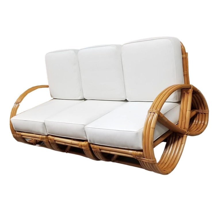 Restored Mid-Century Frankl Style Rattan Three-Strand Full Pretzel Livingroom Se - 5