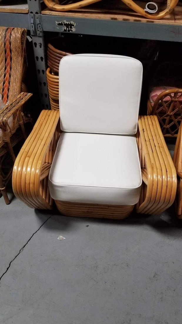 Restored Rattan Six Strand Square 3/4 Pretzel Livingroom Sofa and Chairs Set - 4
