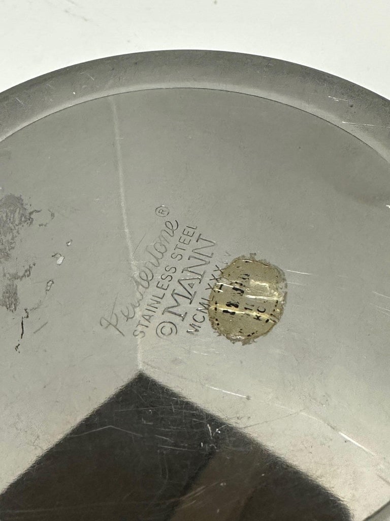 1980's Vintage Post Modern Stainless Steel Devo Maya Bowl Pewtertone by Mann - 12