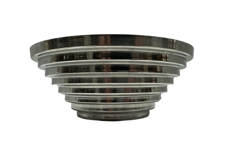 1980's Vintage Post Modern Stainless Steel Devo Maya Bowl Pewtertone by Mann - 3