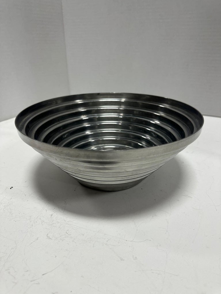 1980's Vintage Post Modern Stainless Steel Devo Maya Bowl Pewtertone by Mann - 5