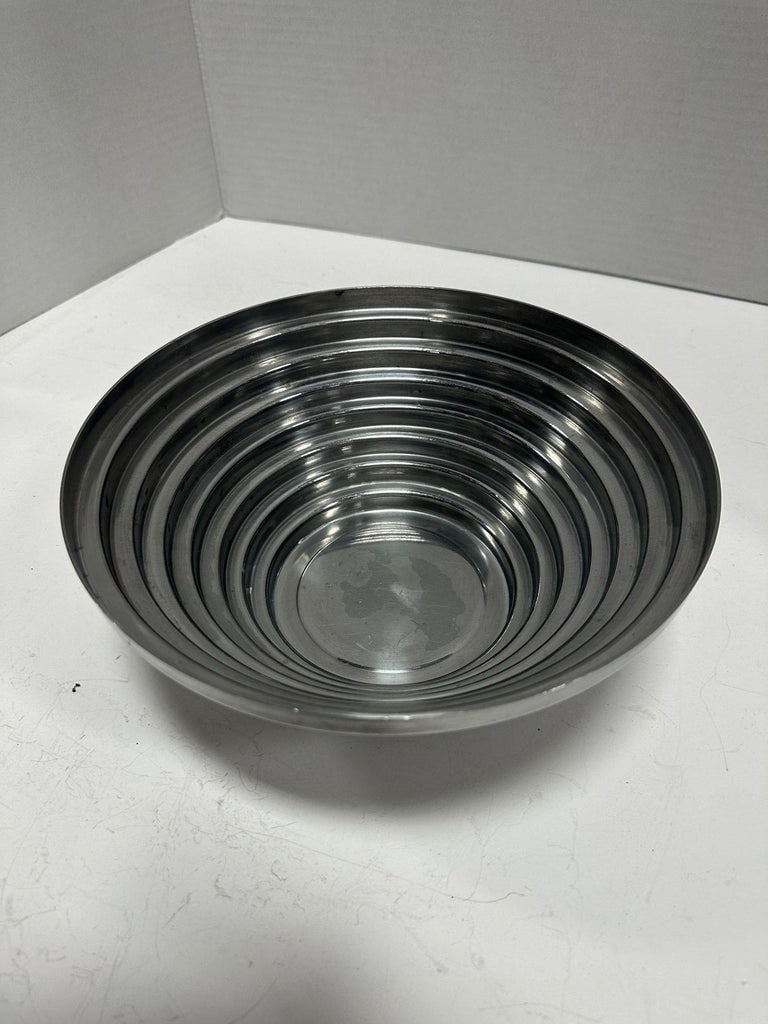 1980's Vintage Post Modern Stainless Steel Devo Maya Bowl Pewtertone by Mann - 6