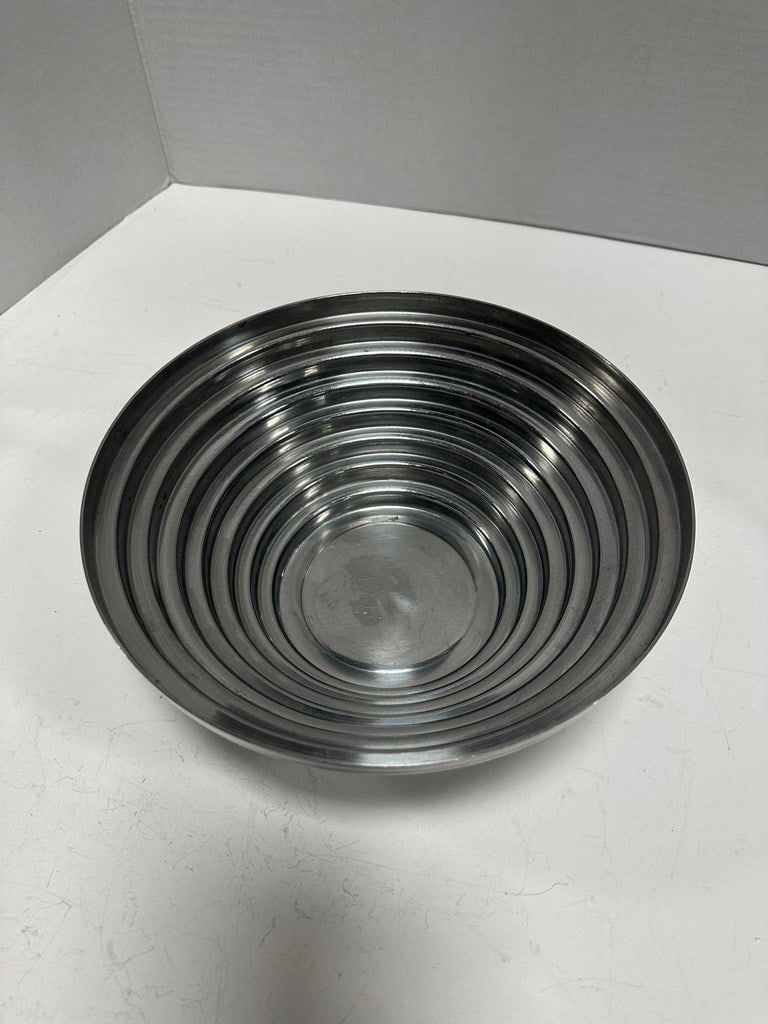 1980's Vintage Post Modern Stainless Steel Devo Maya Bowl Pewtertone by Mann - 7