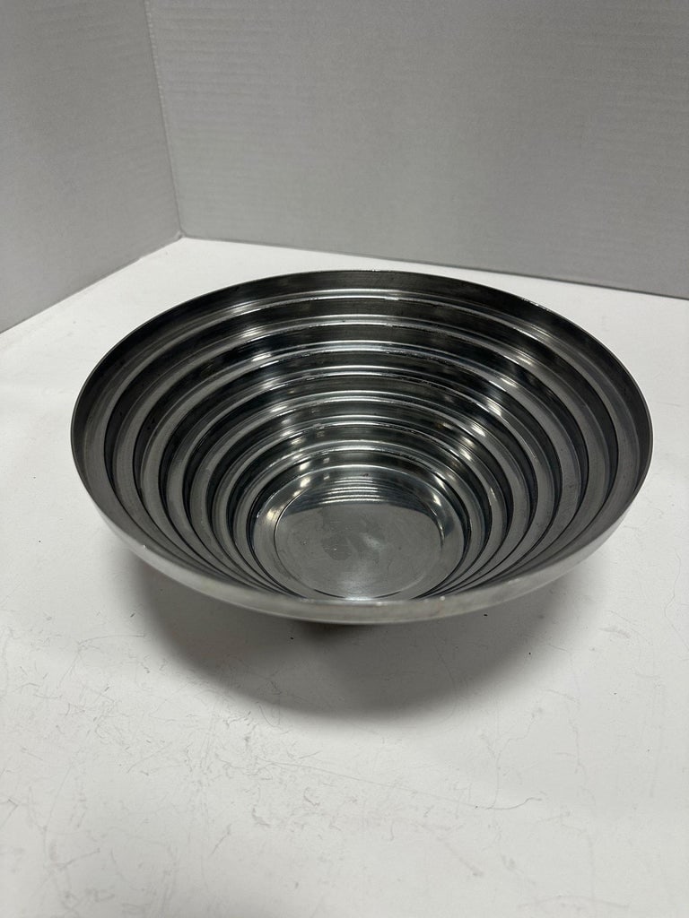1980's Vintage Post Modern Stainless Steel Devo Maya Bowl Pewtertone by Mann - 8