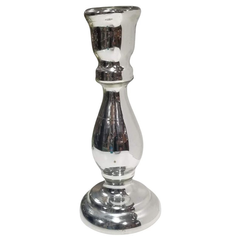 Art Deco Silver Mercury Art Glass CandleStick Holder - 2