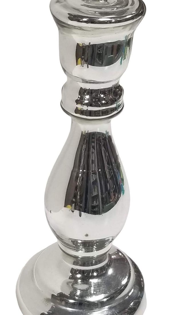 Art Deco Silver Mercury Art Glass CandleStick Holder - 3