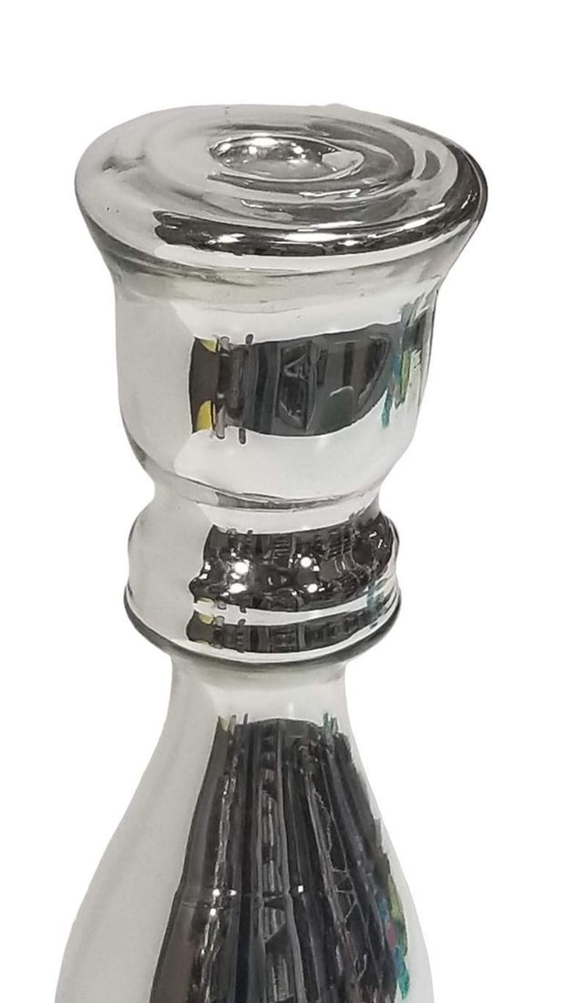 Art Deco Silver Mercury Art Glass CandleStick Holder - 4