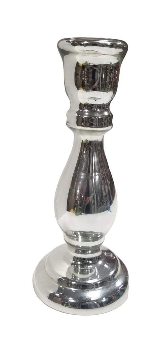 Art Deco Silver Mercury Art Glass CandleStick Holder - 5