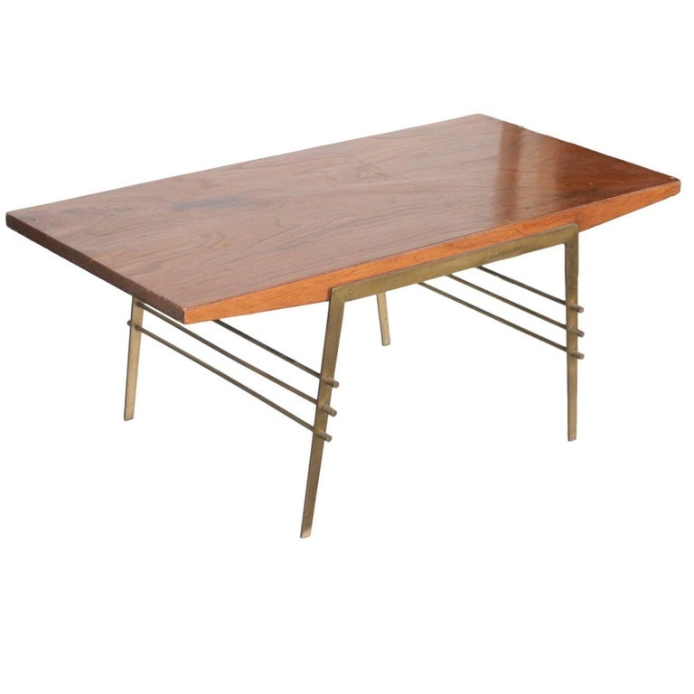 Mid Century Brass and Wood Attr. Gio Ponti Coffee Table - 7