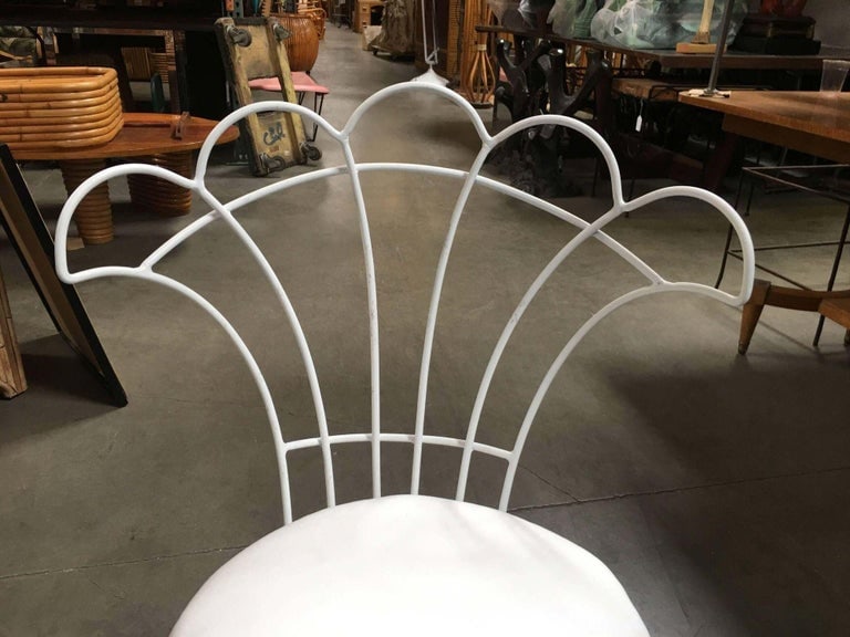 Mathieu Mategot Inspired French Wrought Iron Fan Back Patio Chairs, Set of Four - 4
