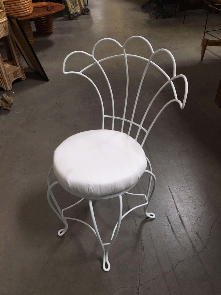 Mathieu Mategot Inspired French Wrought Iron Fan Back Patio Chairs, Set of Four - 6