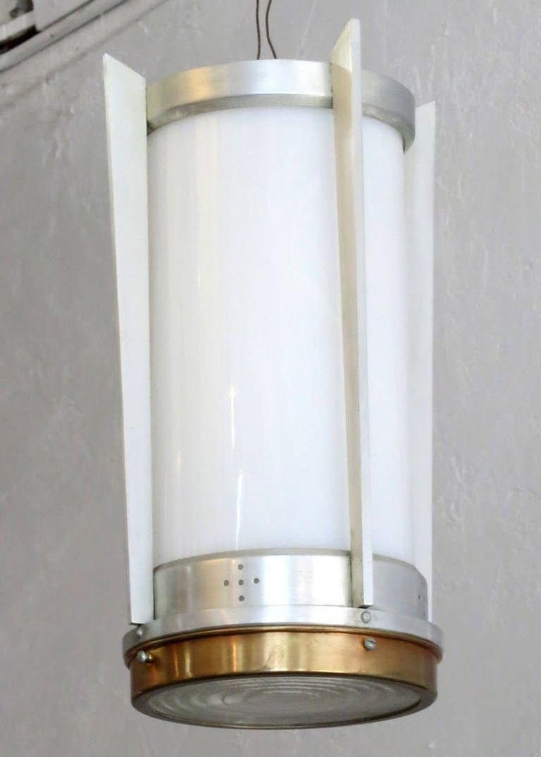 Mid-Century Aluminum Cylinder Hanging Lamp Pair, circa 1960 - 3