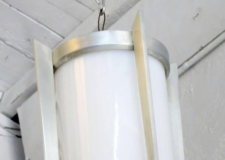 Mid-Century Aluminum Cylinder Hanging Lamp Pair, circa 1960 - 5