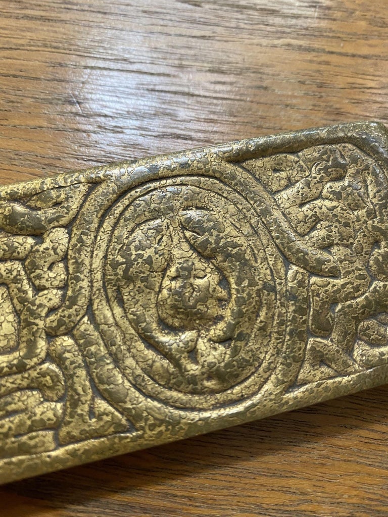 Tiffany Studios Gold Dore Bronze Acid Etched Zodiac 19" Blotter Ends, Pair #994 - 10