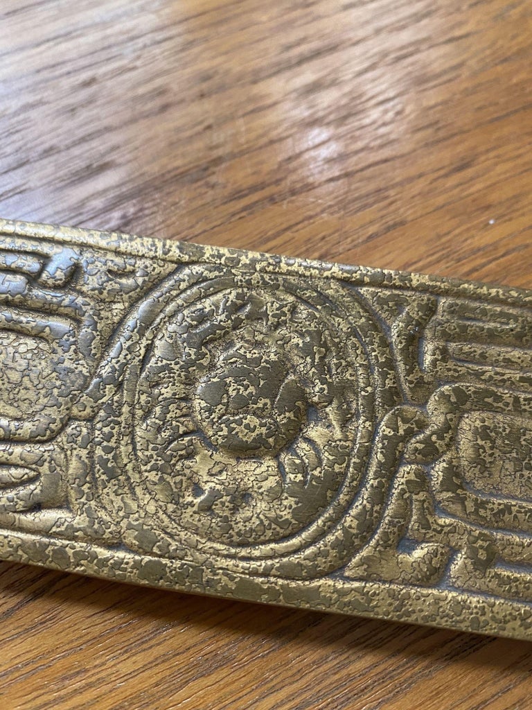Tiffany Studios Gold Dore Bronze Acid Etched Zodiac 19" Blotter Ends, Pair #994 - 13