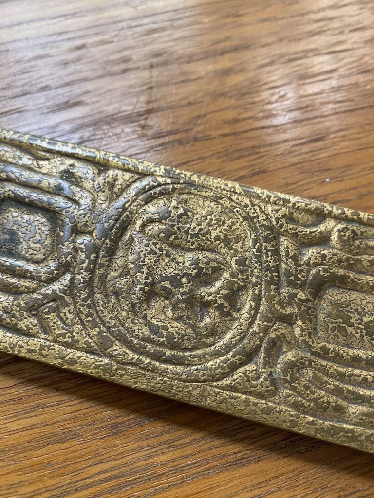 Tiffany Studios Gold Dore Bronze Acid Etched Zodiac 19" Blotter Ends, Pair #994 - 16