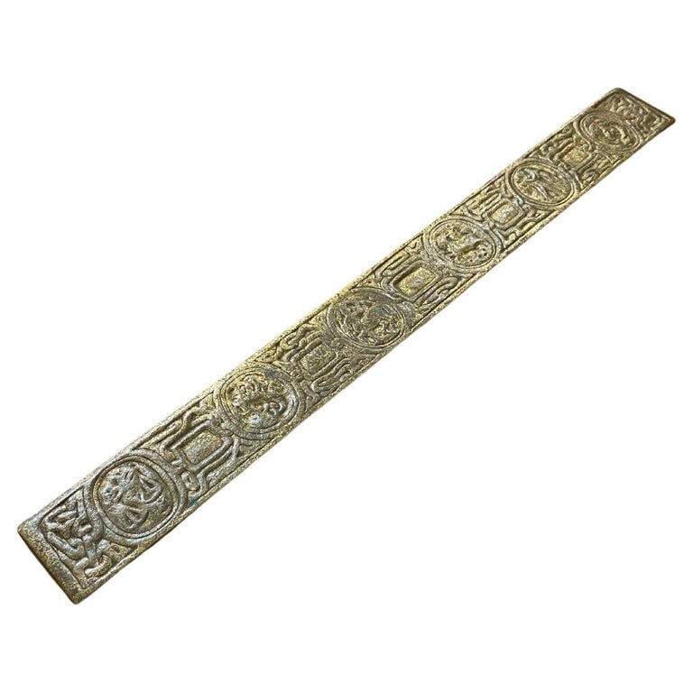 Tiffany Studios Gold Dore Bronze Acid Etched Zodiac 19" Blotter Ends, Pair #994 - 4